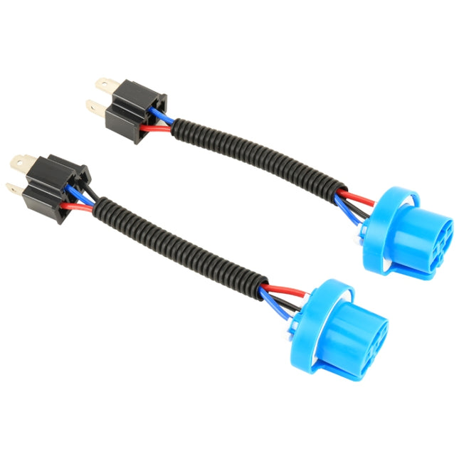 1 Pair H4 Male to 9007 Female Bulb Holder Base Male Socket with Wire, H4 Male to 9007 Female