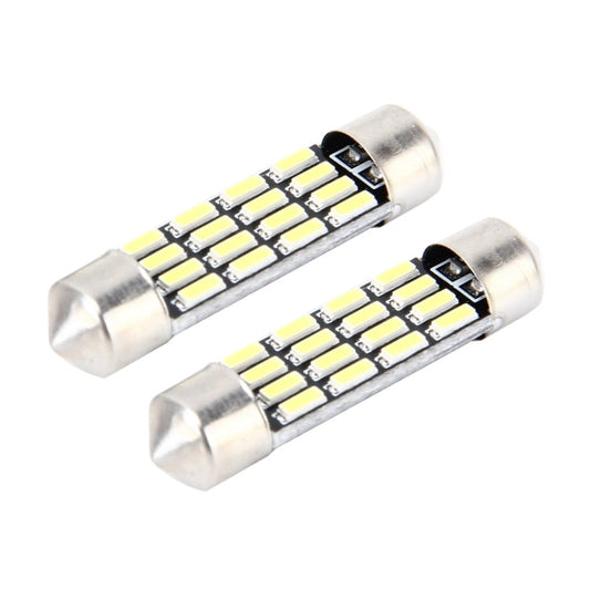 2 PCS 2W 100 LM 6000K 36MM Bicuspid Port Car Dome Lamp LED Reading Light with 16 SMD-4014 LED Lamps, DC 12V