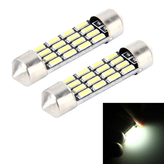 2 PCS 2W 100 LM 6000K 36MM Bicuspid Port Car Dome Lamp LED Reading Light with 16 SMD-4014 LED Lamps, DC 12V