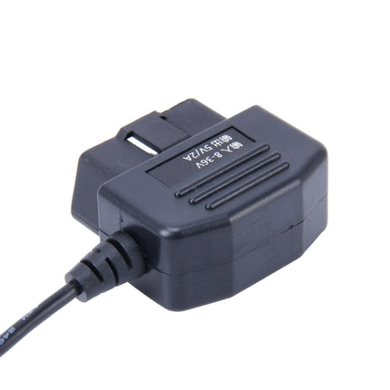 Car Auto 16Pin OBDII Charging Cable Mini 5 Pin USB Power Adapter with Switch Button for GPS Tablet E-dog Phone, Cable Length: 3.4m