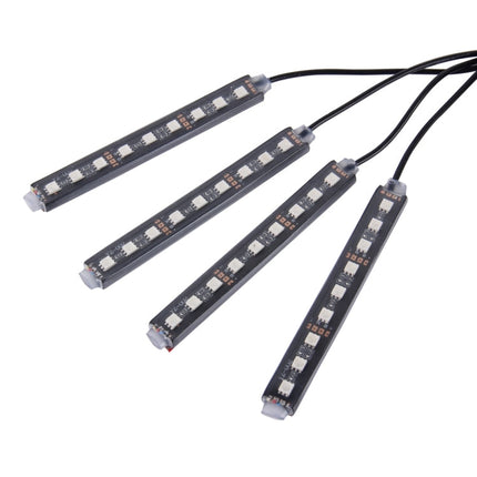 4 in 1 4.5W 36 SMD-5050-LEDs RGB Car Interior Floor Decoration Atmosphere Colorful Neon Light Lamp with Wireless Remote Control, DC 12V, 4.5W RGB Colorful