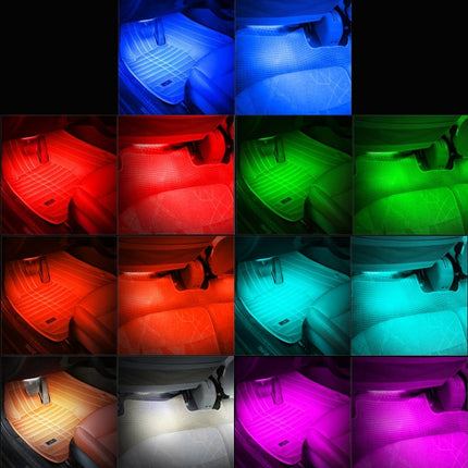 4 in 1 4.5W 36 SMD-5050-LEDs RGB Car Interior Floor Decoration Atmosphere Colorful Neon Light Lamp with Wireless Remote Control, DC 12V, 4.5W RGB Colorful