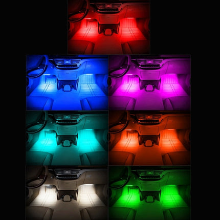 4 in 1 4.5W 36 SMD-5050-LEDs RGB Car Interior Floor Decoration Atmosphere Colorful Neon Light Lamp with Wireless Remote Control, DC 12V, 4.5W RGB Colorful
