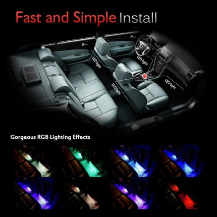 4 in 1 4.5W 36 SMD-5050-LEDs RGB Car Interior Floor Decoration Atmosphere Colorful Neon Light Lamp with Wireless Remote Control, DC 12V, 4.5W RGB Colorful