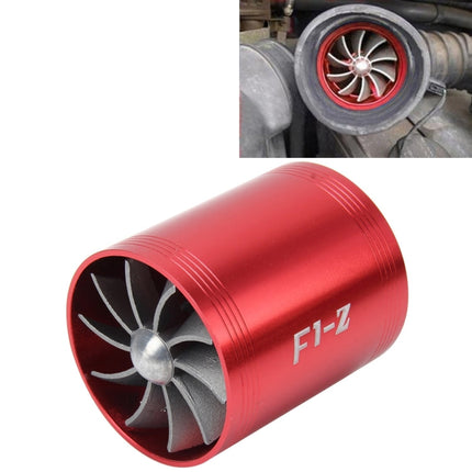F1-Z Car Stainless Universal Supercharger Dual Double Turbine Air Intake Fuel Saver Turbo Turboing Charger Fan Set kit, Double Side(Blue), Double Side(Black), Double Side(Red), Double Side(Silver)