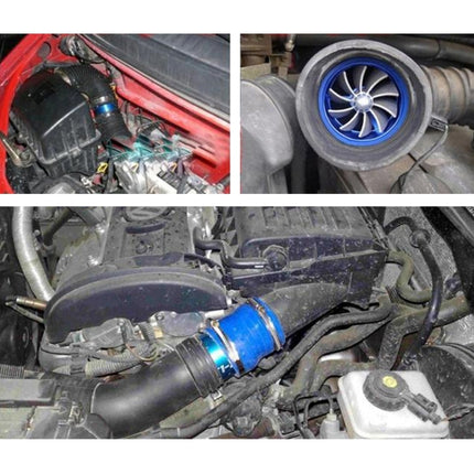 F1-Z Car Stainless Universal Supercharger Dual Double Turbine Air Intake Fuel Saver Turbo Turboing Charger Fan Set kit, Double Side(Blue), Double Side(Black), Double Side(Red), Double Side(Silver)