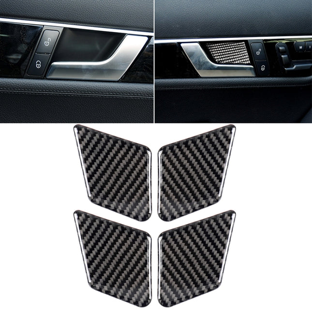 4 PCS Car Solid Color Carbon Fiber Door Inner Handle Wrist Panel Decorative Sticker for Mercedes-Benz C Class 2007-2013 / E Class 2009-2016, Door Inner Handle Wrist (German Flag)