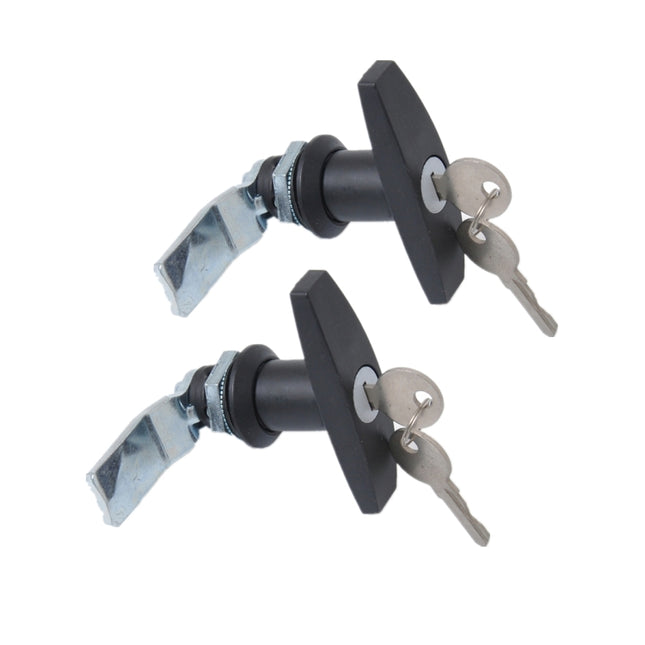2 PCS Black T Shape Handle Paddle Entry Door Latch & Keys Tool Box Lock for Trailer / Yacht / Truck, 2 PCS Black T Shape Handle