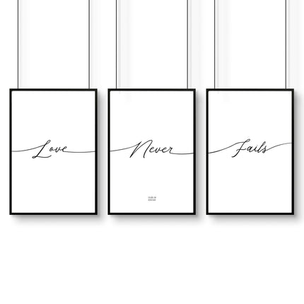 Set of 3 Bedroom Prints – Love Word Art for Walls