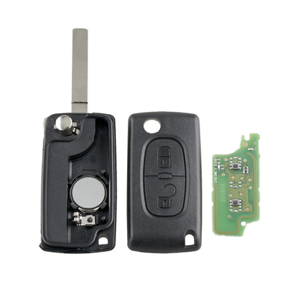 For PEUGEOT 2 Buttons Intelligent Remote Control Car Key with Integrated Chip & Battery & Holder, without Grooved, Frequency: 433MHz, 2 Buttons without Grooved