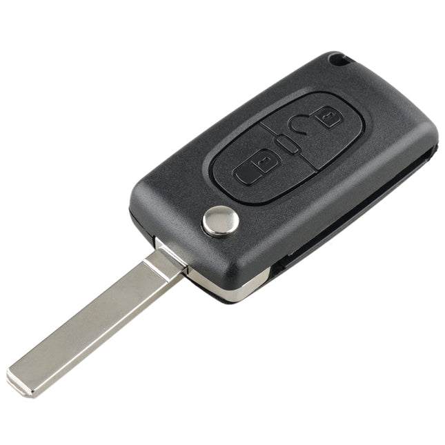 For PEUGEOT 2 Buttons Intelligent Remote Control Car Key with Integrated Chip & Battery & Holder, without Grooved, Frequency: 433MHz, 2 Buttons without Grooved