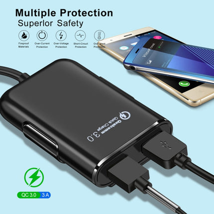 HMQ-C801 1.8m 8A Max 4 Ports USB Car Charger with Extending USB HUB for Front & Back Seat Charging, HMQ-C801