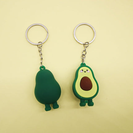 10 PCS Cute Fruit Jewelry Soft Silicone Cartoon Anthropomorphic Avocado Key Ring