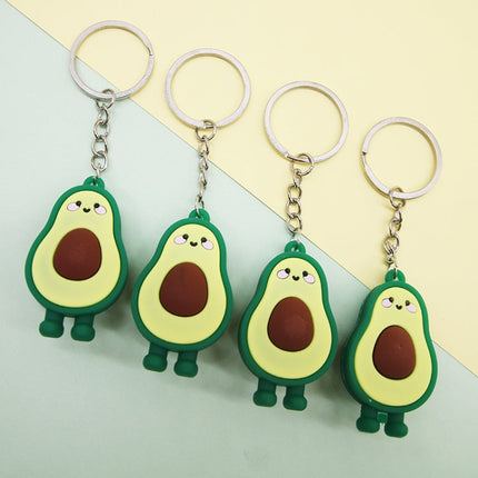 10 PCS Cute Fruit Jewelry Soft Silicone Cartoon Anthropomorphic Avocado Key Ring
