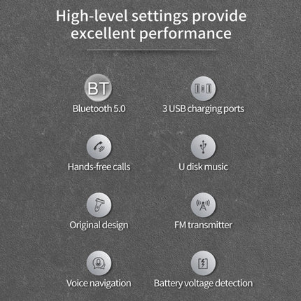 ROCK B301 Dual USB + PD Bluetooth 5.0 FM Transmitter & Car Charger, Support TF Card / U-disk