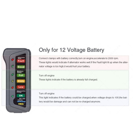 TIROL T16897 12V Auto Car Digital Battery Alternator Tester 6 LED Lights Display, TIROL T16897