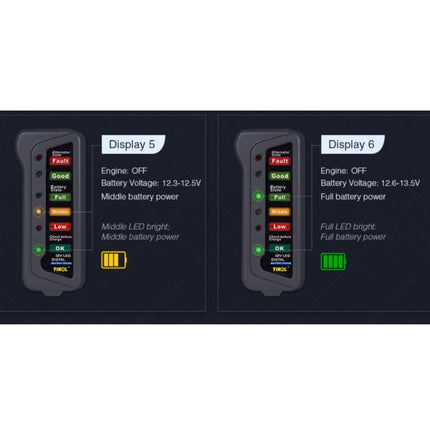 TIROL T16897 12V Auto Car Digital Battery Alternator Tester 6 LED Lights Display, TIROL T16897