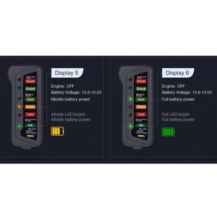 TIROL T16897 12V Auto Car Digital Battery Alternator Tester 6 LED Lights Display, TIROL T16897