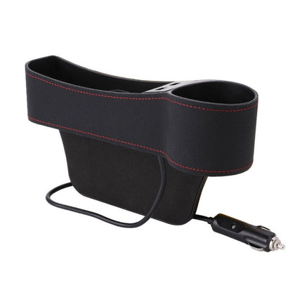 Car Multi-functional Co-pilot Seat Console PU Leather Box Cigarette Lighter Charging Pocket Cup Holder Seat Gap Side Storage Box, Co-pilot Seat