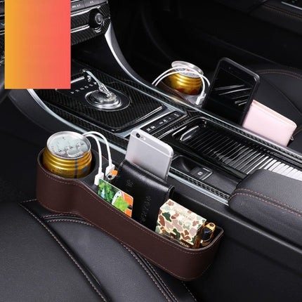 Car Multi-functional Driver Seat Console PU Leather Box Cigarette Lighter Charging Pocket Cup Holder Seat Gap Side Storage Box, Driver Seat