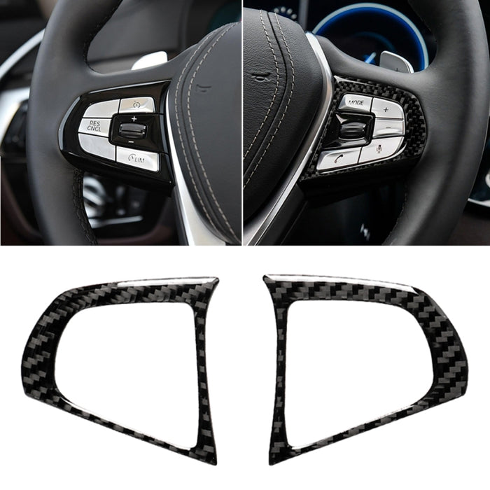 Car Carbon Fiber Steering Wheel Button Configuration B Decorative Sticker for BMW 5 Series G30/G38 X3 G01/G08, Steering Wheel Button