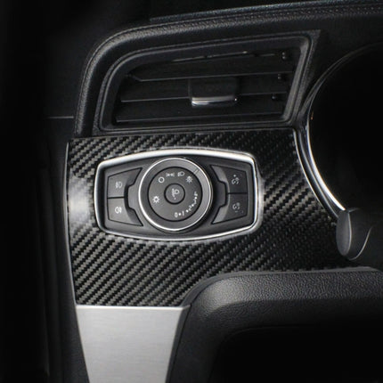Car Carbon Fiber Headlight Switch Panel Decorative Sticker for Ford Mustang 2015-2020