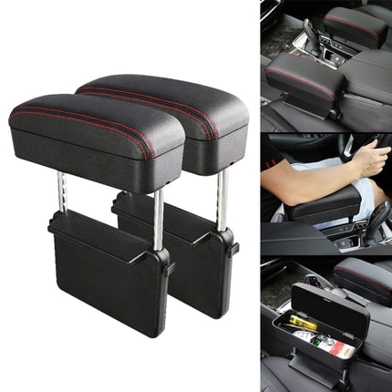 2 PCS Universal Car PU Leather Wrapped Armrest Box Cushion Car Armrest Box Mat with Storage Box, 2pcs(Black), 2pcs (Black Red), 2pcs(Black White), 2pcs(Grey), 2pcs(Beige), 2pcs(Brown)