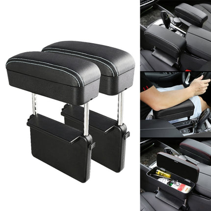 2 PCS Universal Car PU Leather Wrapped Armrest Box Cushion Car Armrest Box Mat with Storage Box, 2pcs(Black), 2pcs (Black Red), 2pcs(Black White), 2pcs(Grey), 2pcs(Beige), 2pcs(Brown)
