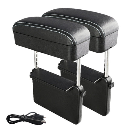 2 PCS Universal Car Wireless Qi Standard Charger PU Leather Wrapped Armrest Box Cushion Car Armrest Box Mat with Storage Box, 2pcs(Black White), 2pcs(Grey), 2pcs(Beige), 2pcs(Brown), 2pcs(Black Red)
