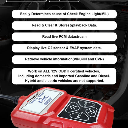 KONNWEI KW309 V309 V310 MS309 Code Reader OBD2 Scanner Diagnostic Tool, KW309