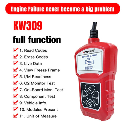 KONNWEI KW309 V309 V310 MS309 Code Reader OBD2 Scanner Diagnostic Tool, KW309