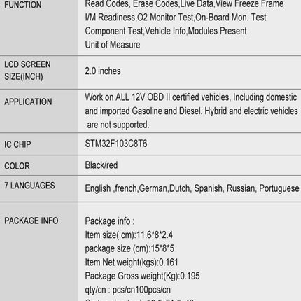 KONNWEI KW310 OBD Car Fault Detector Code Reader ELM327 OBD2 Scanner Diagnostic Tool, KW310