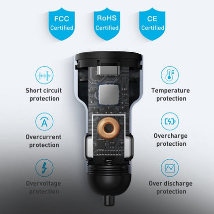 MOMAX UC16E 67W USB-C / Type-C + USB Dual Ports Car Charger, 67W