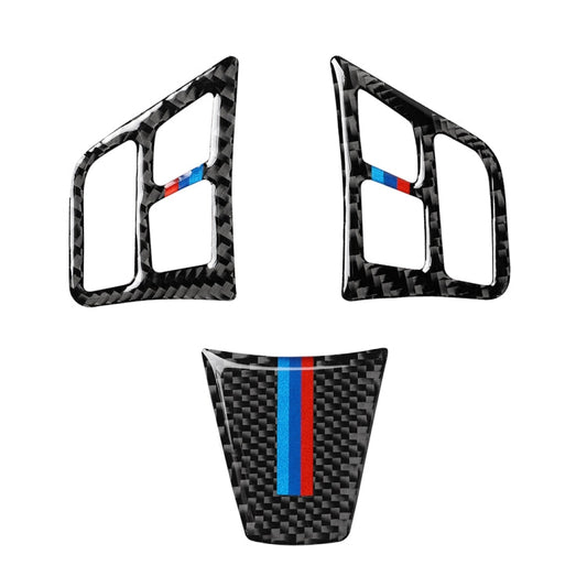 3 in 1 Car Carbon Fiber Tricolor Color Steering Wheel Button Decorative Sticker for BMW 3 Series E90 2005-2012, Left and Right Drive Universal, For BMW 3 Series E90 2005-2012(Tricolor,A)
