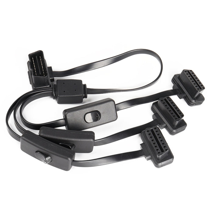 16PIN Car Ultra-thin OBD Diagnostic Extended Cable OBD2 Cable with Switch, 16PIN 3 in 1