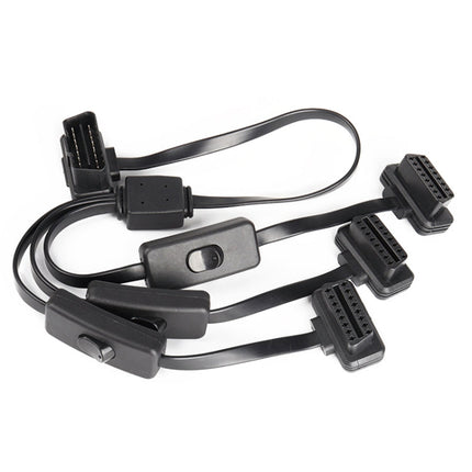 16PIN Car Ultra-thin OBD Diagnostic Extended Cable OBD2 Cable with Switch, 16PIN 3 in 1