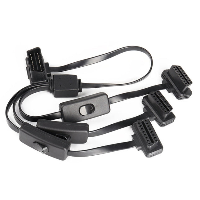 16PIN Car Ultra-thin OBD Diagnostic Extended Cable OBD2 Cable with Switch, 16PIN 3 in 1