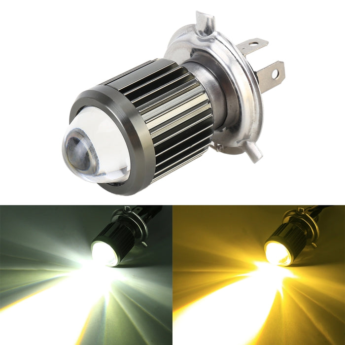 H4 DC12-80V / 10W / 6000K / 3000K / 800LM Bicolor Motorcycle Headlights with Projector Lens, H4