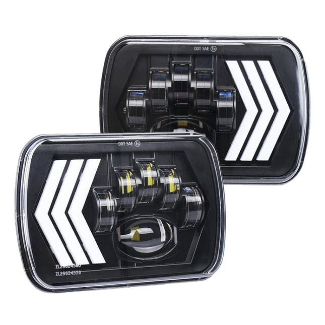 2 PCS 5X7 inch Car Modified Red Background LED Square Headlamp for Jeep Wrangler, For Jeep Wrangler(5X7 inch)