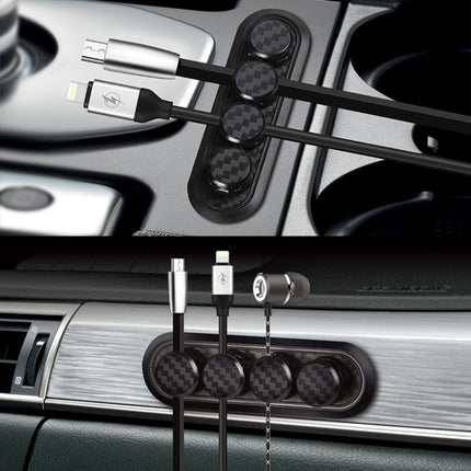 Car Carbon Fiber Magnetic Clamp Cable Storage Box Creative Desktop Hub Organizer, Desktop Hub Organizer