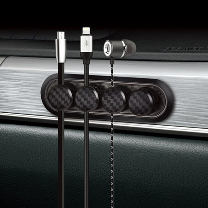 Car Carbon Fiber Magnetic Clamp Cable Storage Box Creative Desktop Hub Organizer, Desktop Hub Organizer