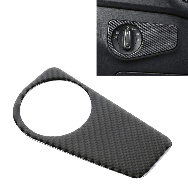Car Carbon Fiber Headlight Switch Panel Decorative Sticker for Volkswagen Tiguan L 2019-2021, Low Configuration, Headlight Switch, Low Configuration