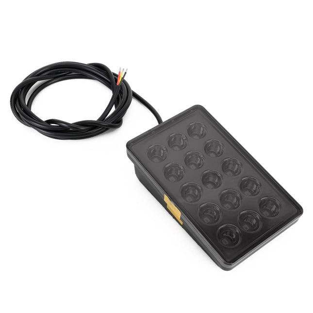 DC12V 1W Car Square Highlight Brake Lights Reversing Light with 15LEDs SMD-3528, Square (Black), Square (Red), Square (Transparent)