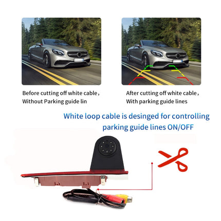 PZ477 Car Waterproof 170 Degree Brake Light View Camera + 7 inch Rearview Monitor for Ford Transit Custom, PZ477 + 7 inch Rearview Monitor