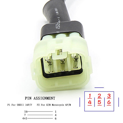 Motorcycle OBD 16PIN Female to 6PIN Connector Cable for KTM, 16PIN to 6PIN, 16PIN Female to 6PIN