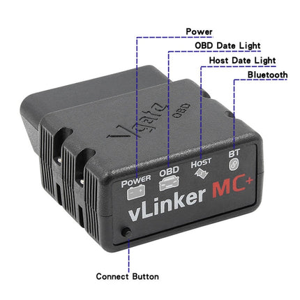 Vgate VLINKER MC+ V2.2 Bluetooth 4.0 Car OBD Fault Diagnosis Detector, MC+ V2.2 Bluetooth 4.0