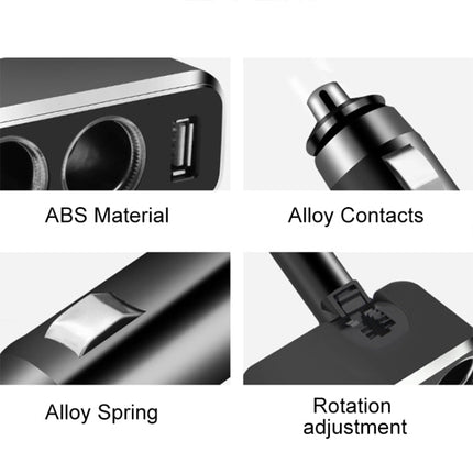 SHUNWEI SD-1909 80W 0.8A Car 2 in 1 USB Charger 90 Degree Free Rotation Cigarette Lighter, SD-1909 (Black), SD-1909