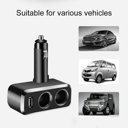 SHUNWEI SD-1909 80W 0.8A Car 2 in 1 USB Charger 90 Degree Free Rotation Cigarette Lighter, SD-1909 (Black), SD-1909