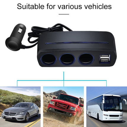 SHUNWEI SD-1938 120W 3A Car 3 in 1 Dual USB Charger Cigarette Lighter with Atmosphere Light