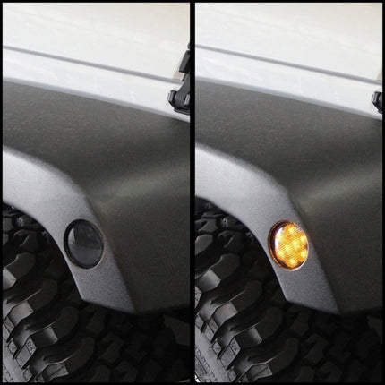 2 PCS 8W DC 12V Car SUV Refit LED Wheel Eyebrow Turn Signal for Jeep Wrangler JK 07-17, Specification: Butt Assembly with Aperture, Specification: Butt Assembly with Aperture